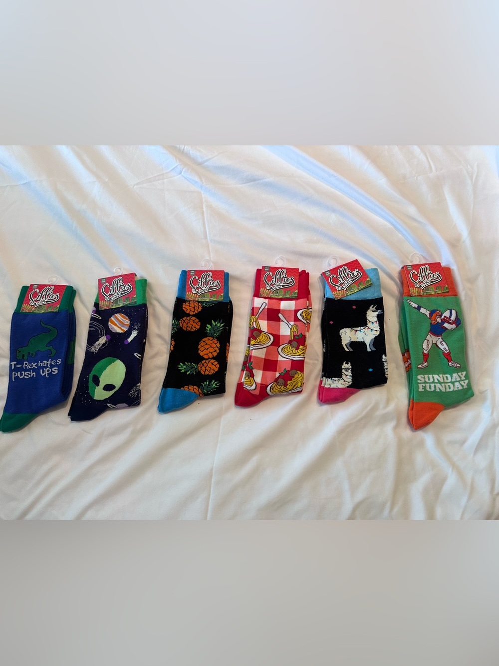 Sillies Socks NWT Novelty Crew Socks 6-Pair Bundle Set Alien Dino Pineapple
